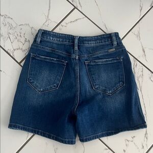 Kancan Signature The Mom Fit  High-Rise Dark Wash Denim Shorts with Cuffed Hem
